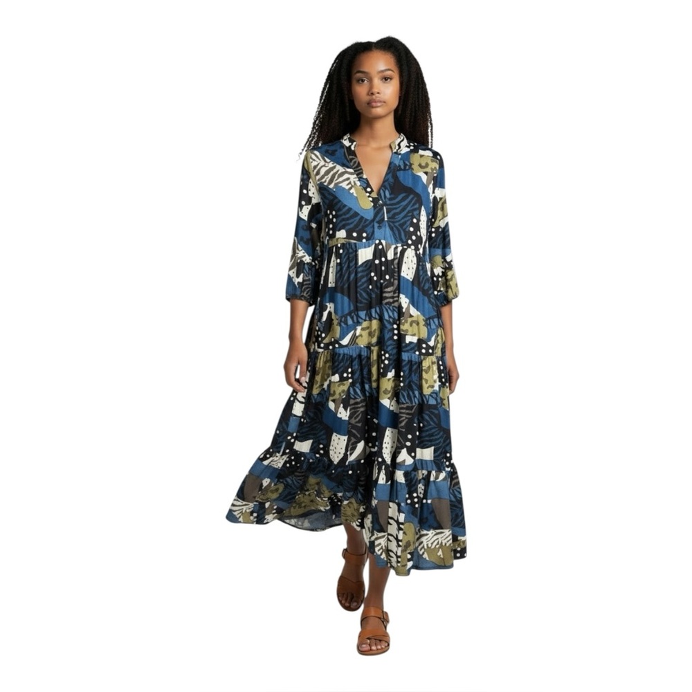 Zury Tropical Abstract Resortwear Maxi Dress